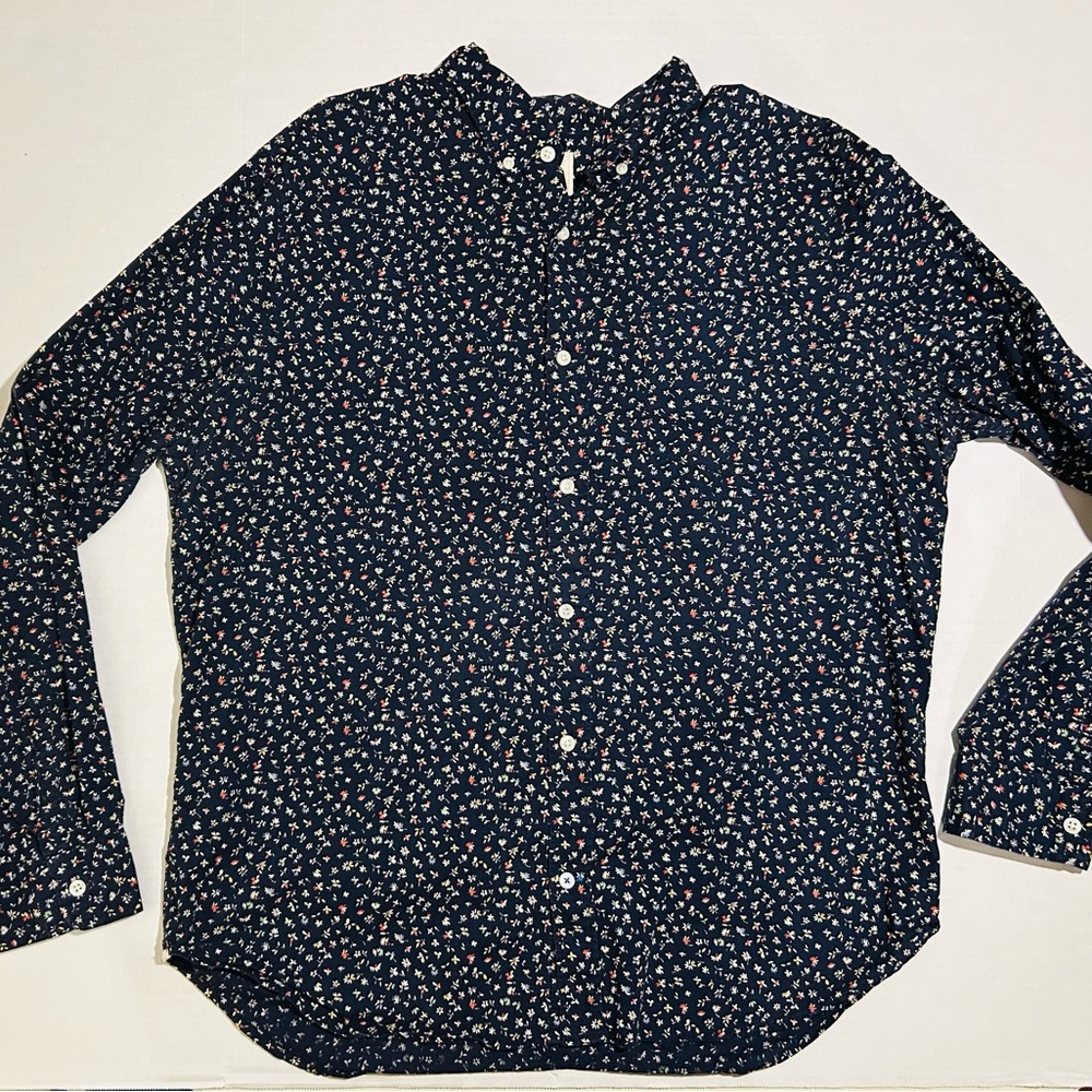 Gap Collared Button Down Shirt Lived-In Navy Floral Men's XL Business Casual